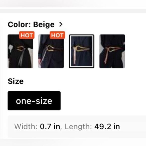 NEW! O/S BEIGE/TAN Horse-bit  Strappy Belt with Gold Loop Accent main image 5